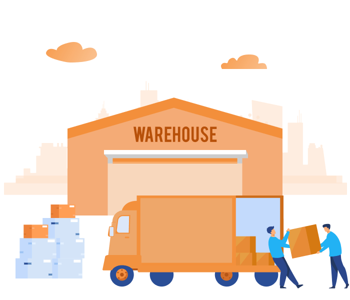 Warehouse distribution; truck unloading boxes; distributor management system