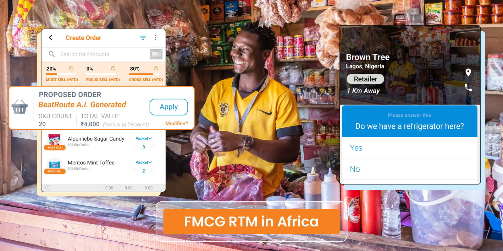 FMCG route to market in Africa: A retailer in Lagos, Nigeria, uses a mobile app to manage orders.