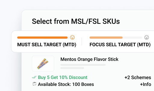 BeatRoute field sales app interface showing product details and sales targets.