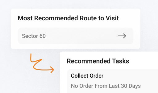 BeatRoute field sales app interface showing recommended route and tasks.