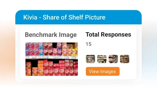 Kiviia share of shelf image: Benchmark image of colorful boxes on shelves.  Visual merchandising software example.