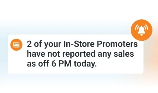 BeatRoute sales notification: 2 in-store promoters haven't reported sales.