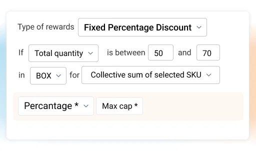 Loyalty management software interface showing discount configuration options.