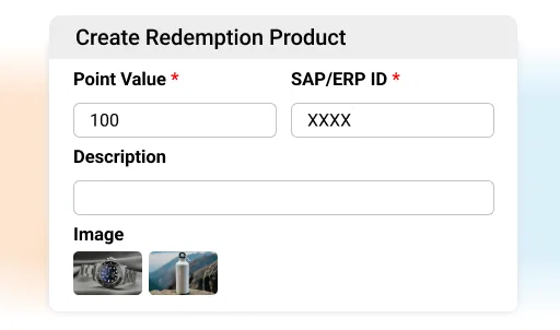 Loyalty management software interface showing reward options.