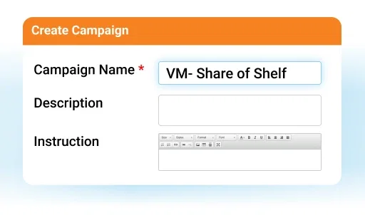 Product Promoter app campaign creation form:  Name, description, and instructions fields.