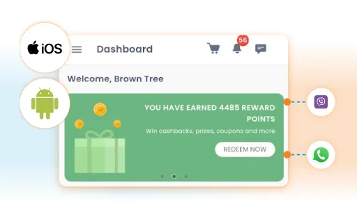 Retailer app dashboard showing reward points.