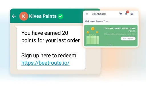 Loyalty management software interface showing reward points earned.