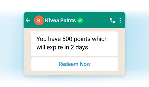 Loyalty management software alert: 500 points expiring in 2 days. Redeem now!