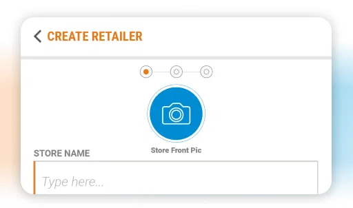 Retailer app interface: Add store front photo.