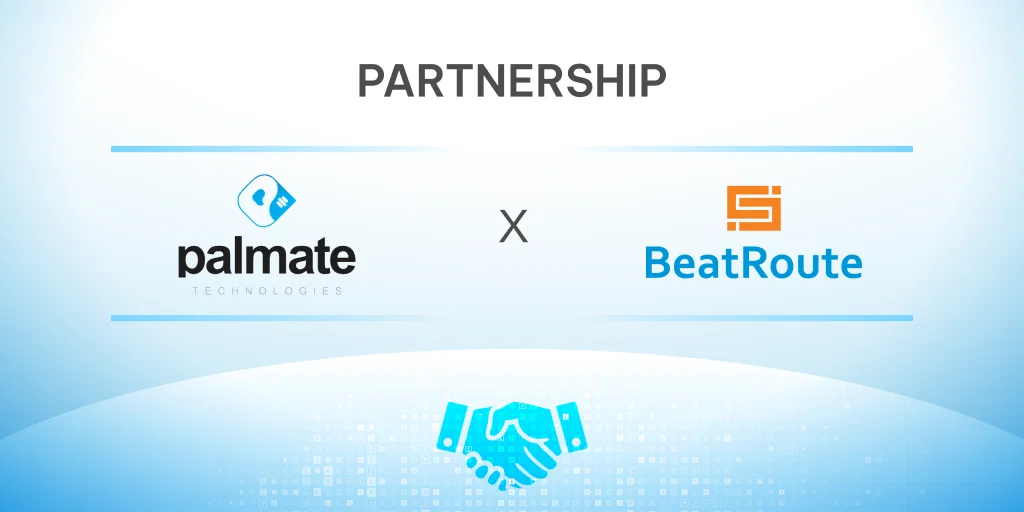 BeatRoute and Palmate Technologies partnership: handshake graphic.