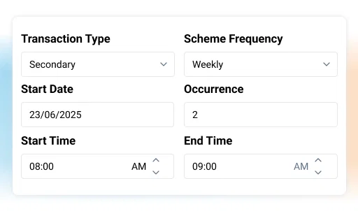 Loyalty management software interface showing scheme setup options.