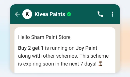 Kivea Paints retailer app notification: Buy 2 get 1 offer.