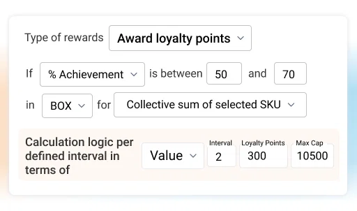 Loyalty management software interface showing point award configuration.