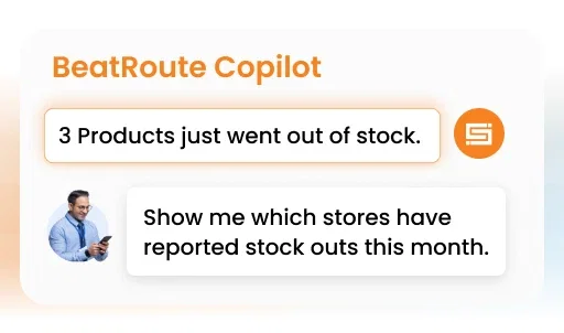 BeatRoute Copilot: Product Promoter app interface showing sales reporting.