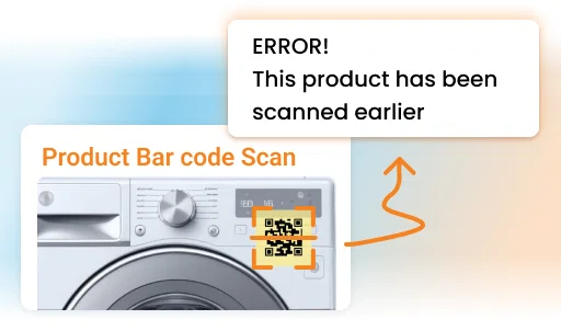 Loyalty management software: QR code scanned on washing machine, error message shown.