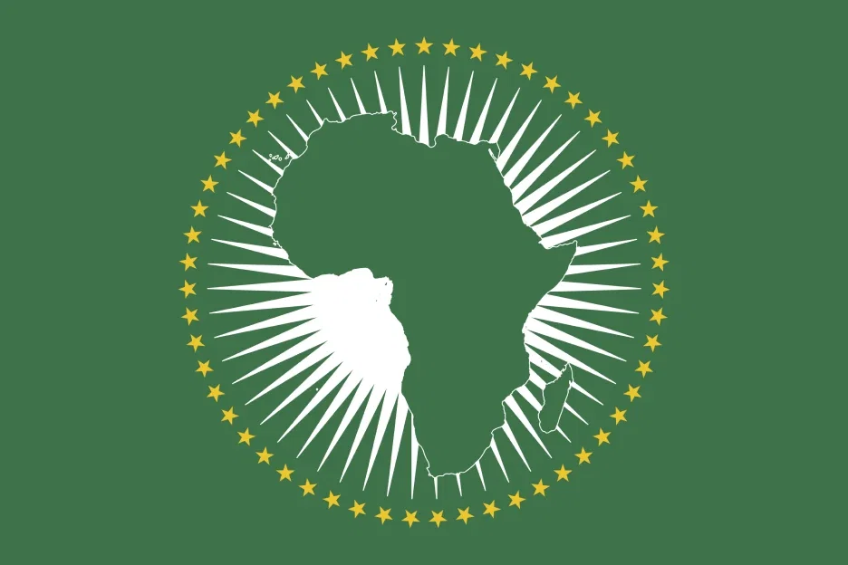 BeatRoute Africa: Green map of Africa, surrounded by white rays and gold stars.