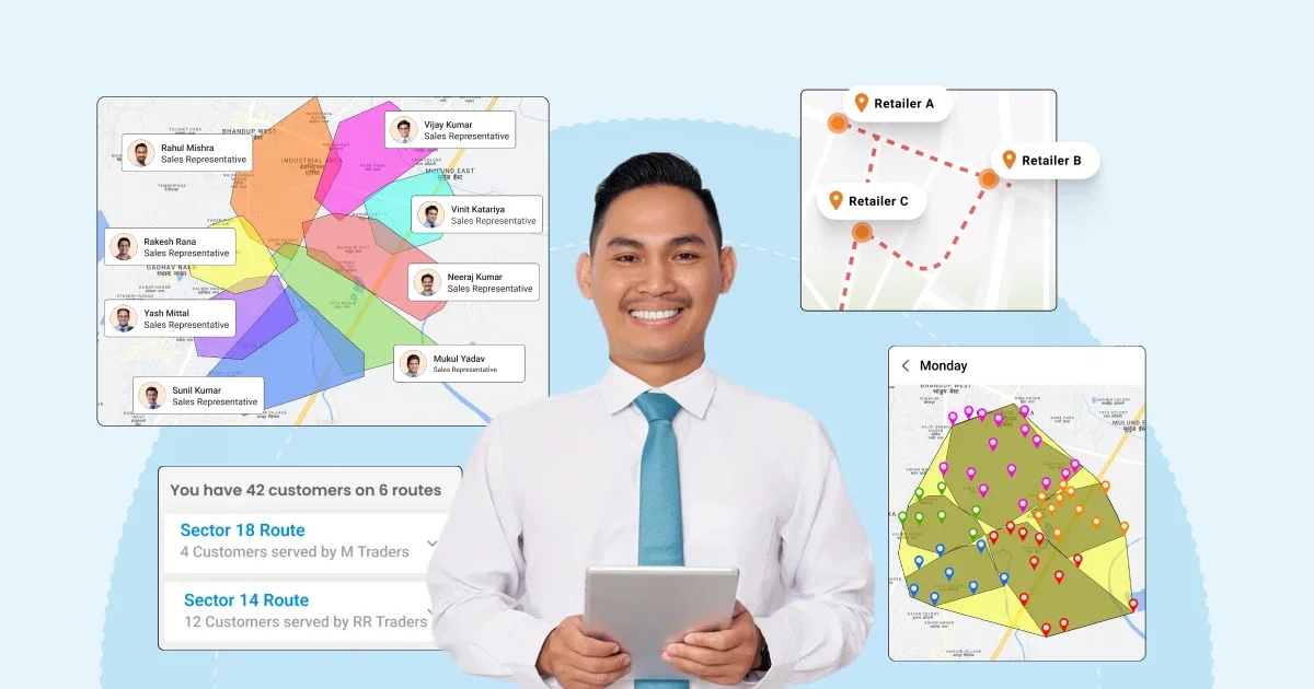 Smiling man using route optimization software in Philippines.