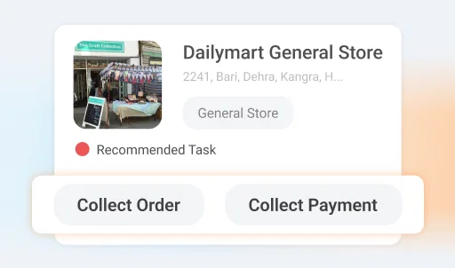 Dailymart General Store location shown in visit planning software.