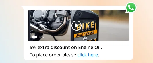 Video: 5% off engine oil.  Auto ancillary SFA software discount offer.