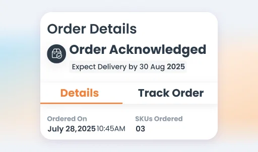 SFA software order details: Order acknowledged, delivery by Aug 30, 2025.