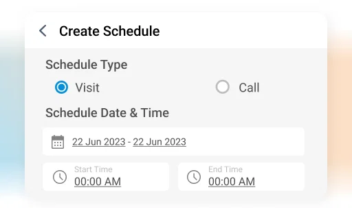 Visit planning software interface showing schedule creation.