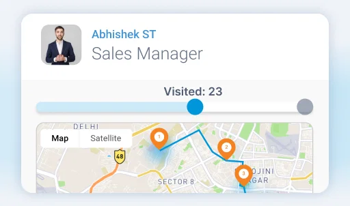 BeatRoute sales force automation software dashboard showing sales manager's route.