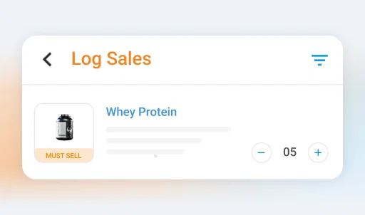 BeatRoute sales force automation software interface: Log Sales screen showing Whey Protein product.