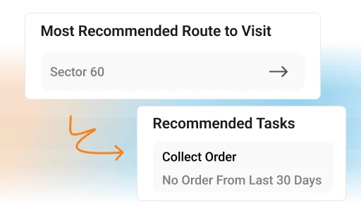 BeatRoute sales force automation software interface showing recommended route and tasks.