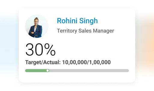 SFA for BFSI: Sales manager's 30% target progress.