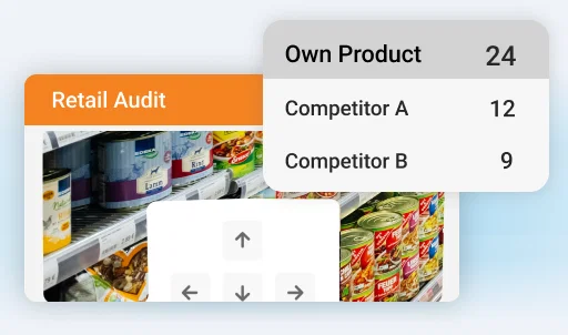 Sales force automation software showing retail audit data: own product vs. competitors.