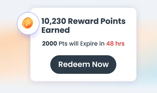 Reward points notification: Redeem 10,230 points. 2000 points expire in 48 hours.