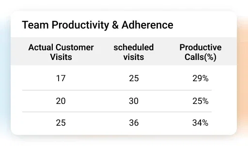 Compare planned vs actual visits with productive call insights 1 - Sales Force Tracking App