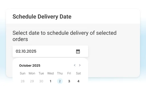 select date to schedule delivery - Van Sales Automation