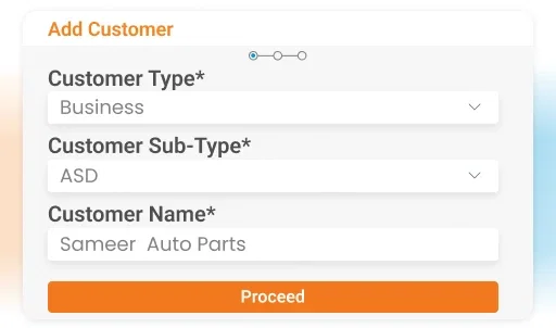 Add new customers based on their type individual business or site - Customer Onboarding